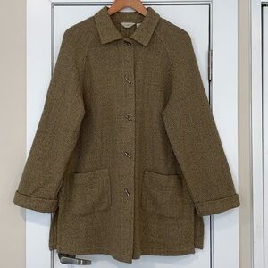 Vtg J Jill Retro Woven Swing Pleat Back Wool Coat M